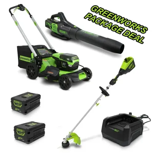 Greenworks Pro 60V 6.0Ah Cordless 21” Self Propelled Lawn Mower Blower Trimmer KIT